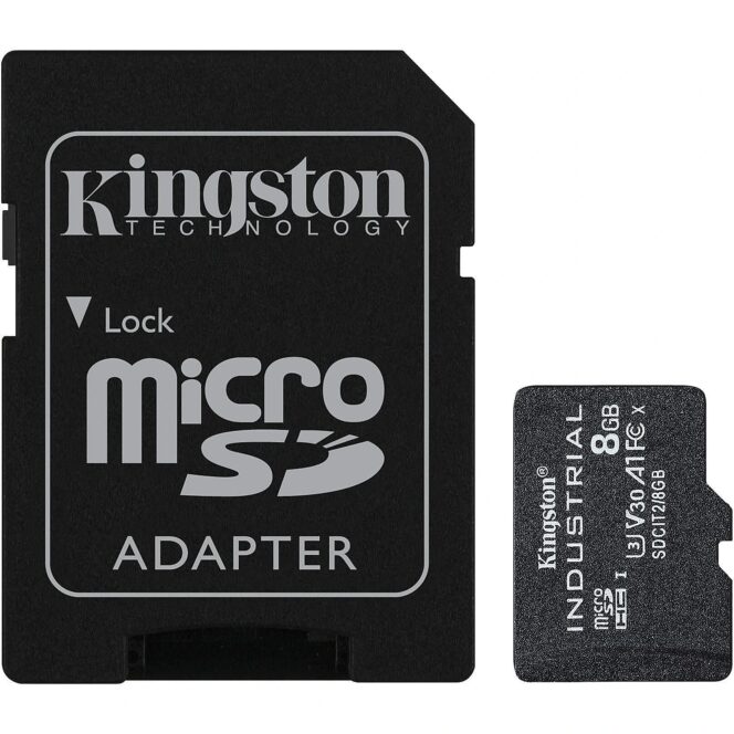 Kingston Industrial, microSDHC, 8GB, Class 10, UHS-I, U3, V30 +Adapter