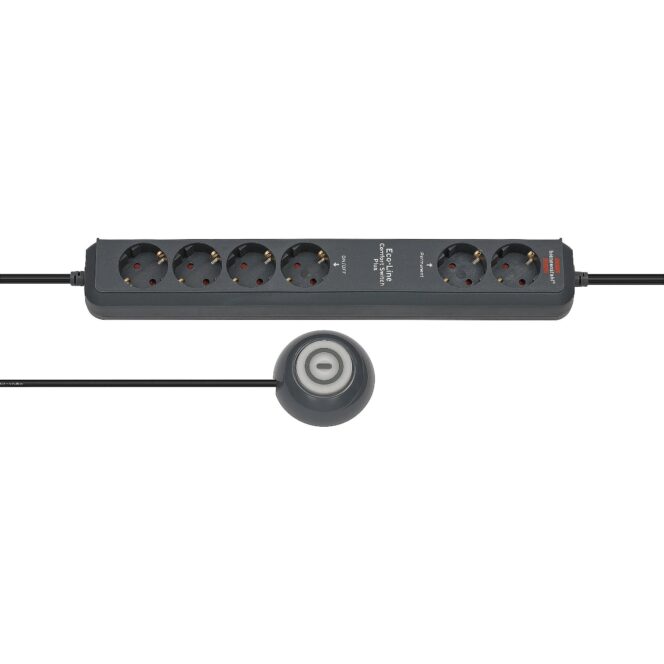 Brennenstuhl Eco-Line Comfort Switch Plus 6-socket power strip with illuminated foot switch, 1.5m, Gray