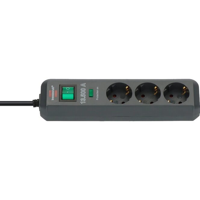 Brennenstuhl Eco-Line Power Strip 3-way with overvoltage protection, 1.5m, Gray