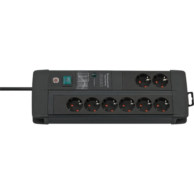 Brennenstuhl Premium-Line Power Strip 8-way with overvoltage protection, 3m, Black