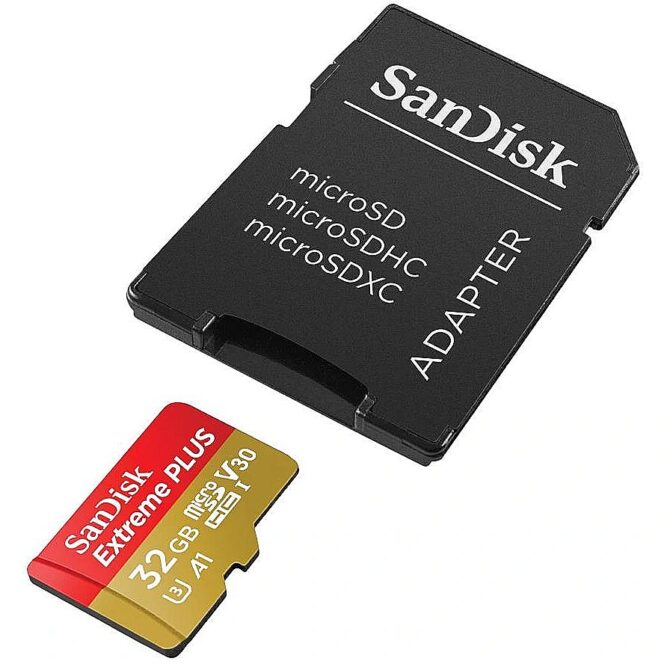 Sandisk Extreme PLUS, microSDHC, 32GB, UHS-I, U3, V30 +Adapter